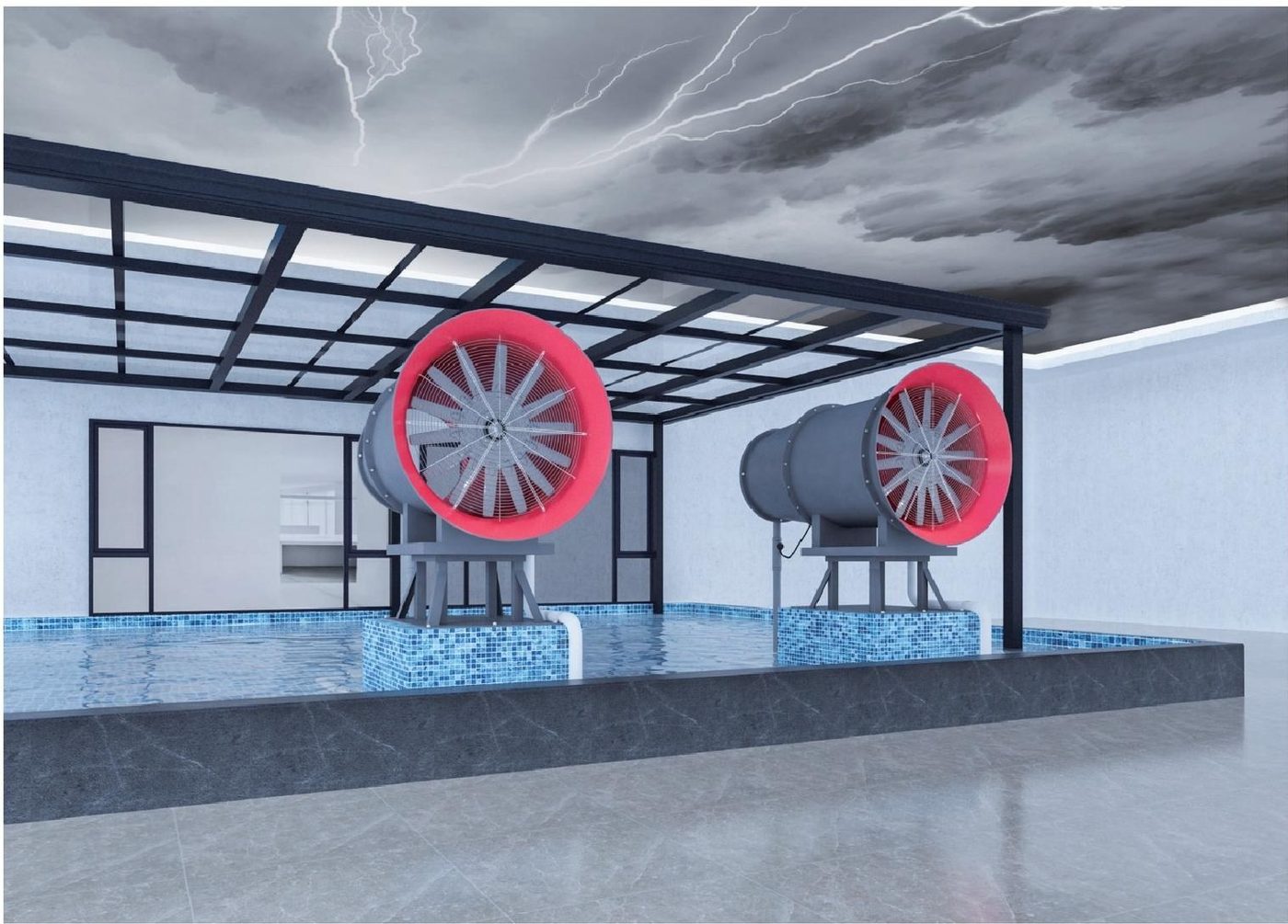 In-house window testing chamber for wind pressure and water tightness