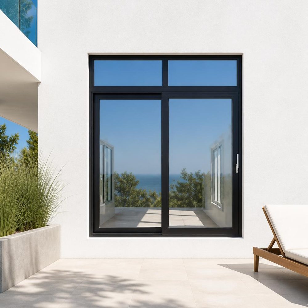 Aluminium sliding window in a tropical coastal building