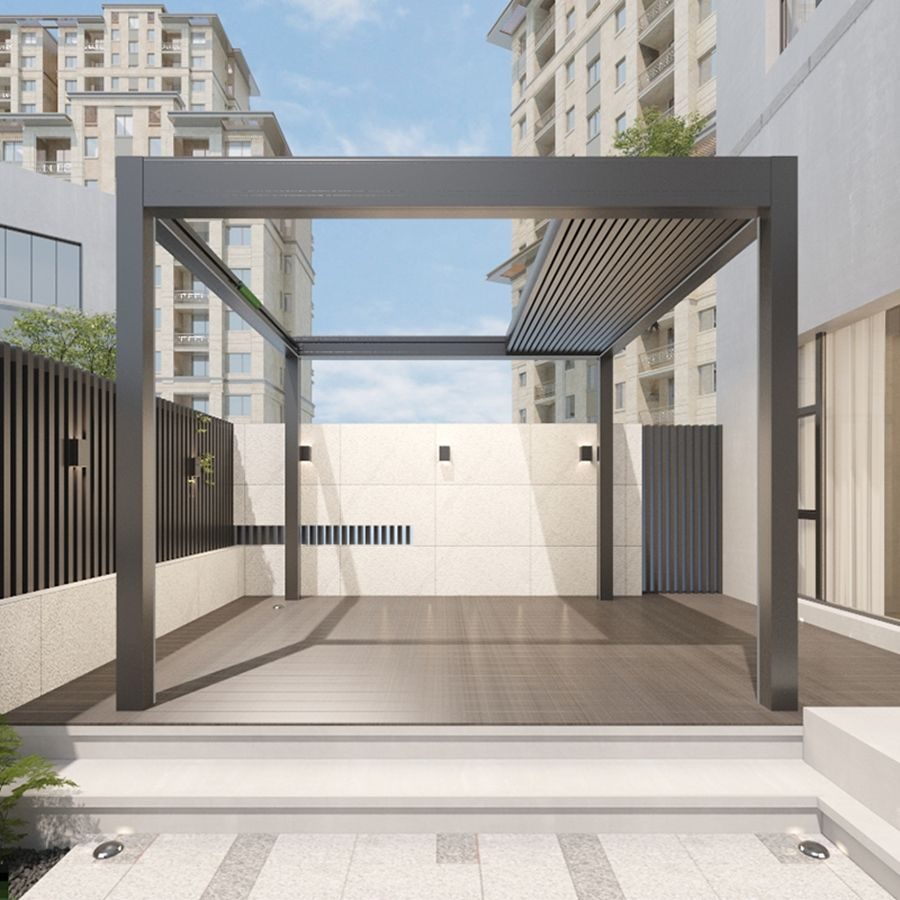 Aluminium pergola and outdoor structure in a residential courtyard